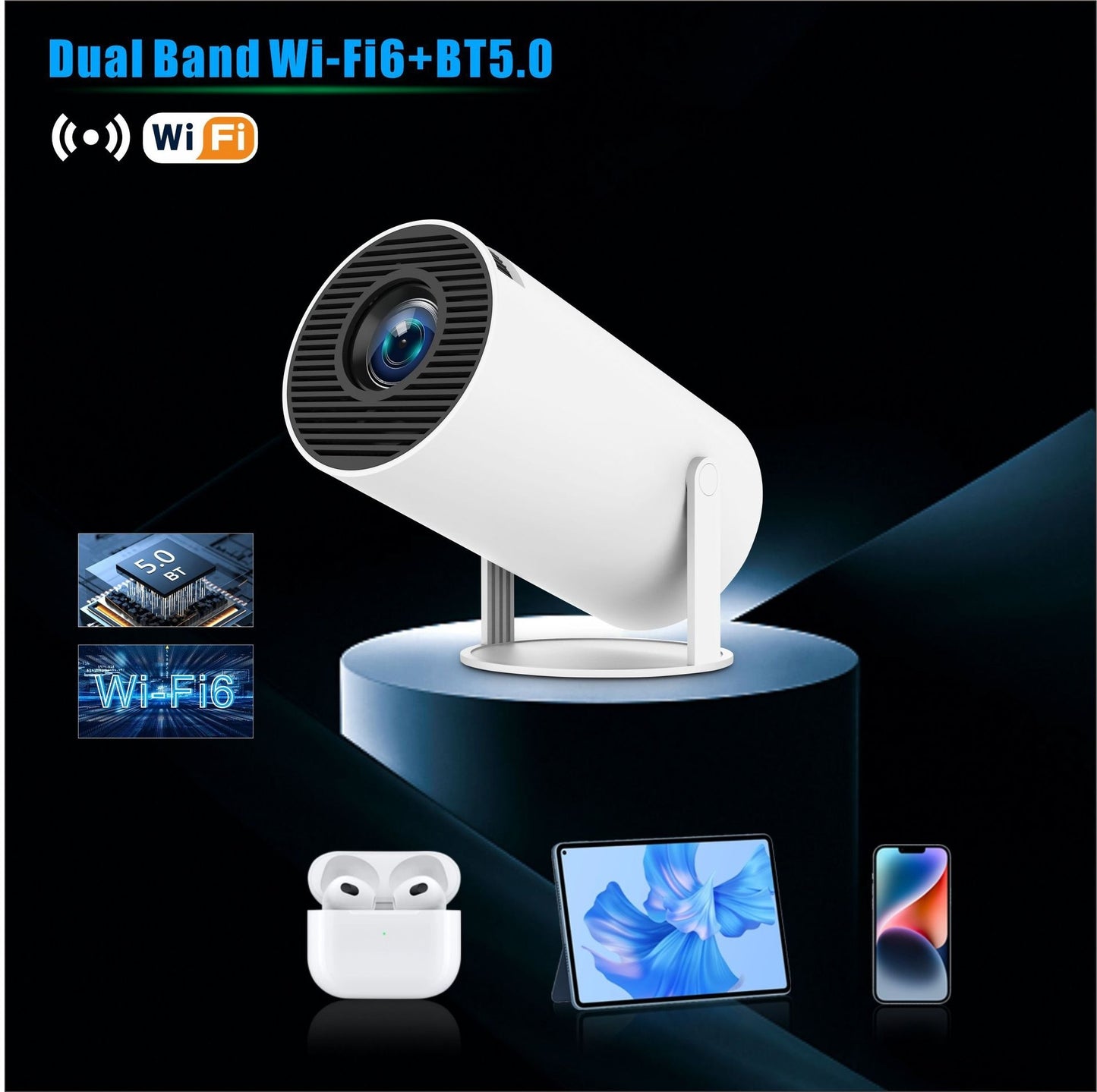 4K Smart Mini Projector with WiFi