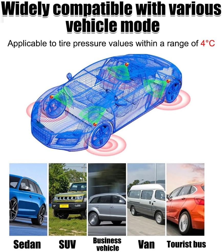 **Solar-Powered TPMS Tire Pressure Monitoring System with 4 Sensors & LCD Display**