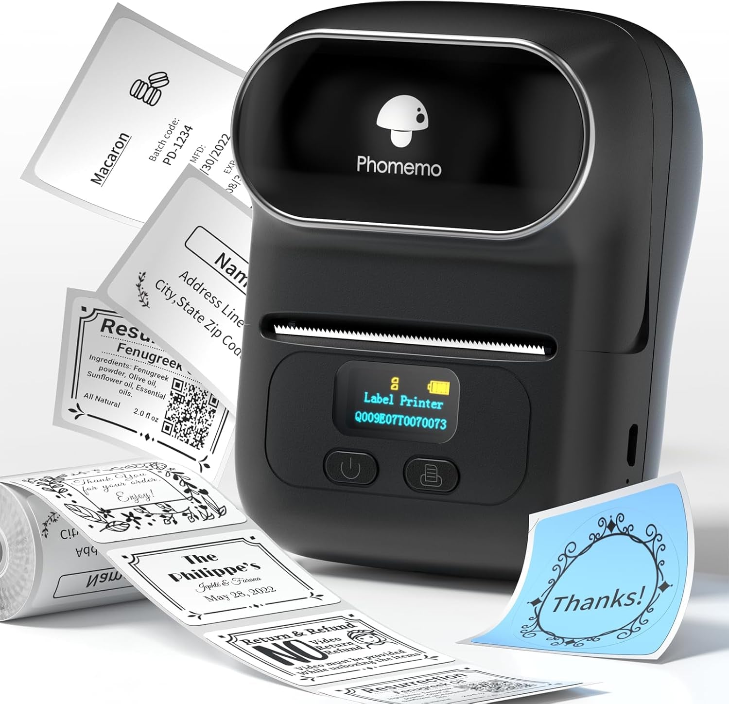  Portable Thermal Label Printer – Bluetooth Label Maker for iOS & Android