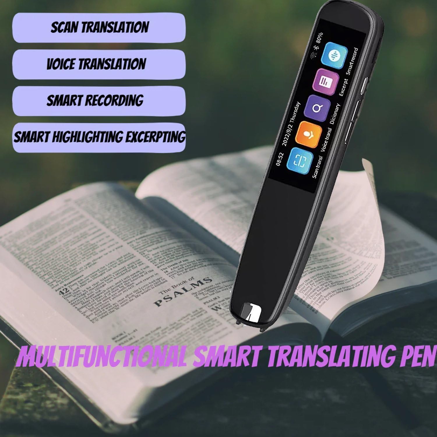 **Next-Gen Translation Scanning Pen – Real-Time Text-to-Speech Device for Dyslexia, Multifunctional LCD Touchscreen Scanner, Offline Support for 12 Languages, Perfect for Reading, Learning & Travel (Black)**