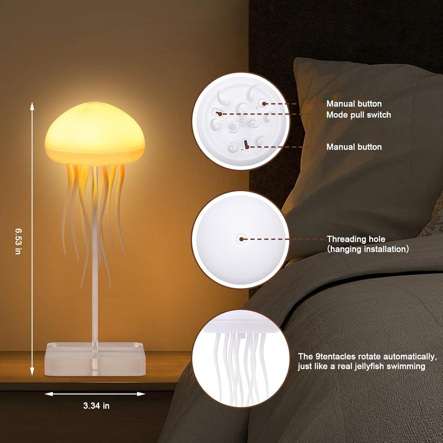 Rechargeable Jellyfish Table Lamp with Touch Sensor