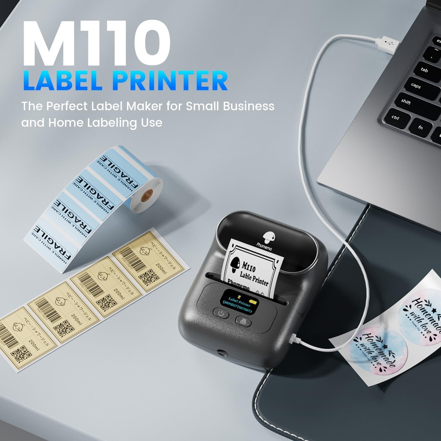  Portable Thermal Label Printer – Bluetooth Label Maker for iOS & Android