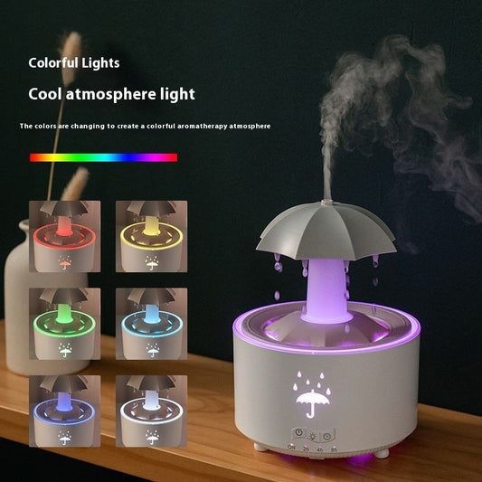 **"Raindrop Aromatherapy Humidifier – Creative Rotating Design with Umbrella Fragrance for Home & Office"**