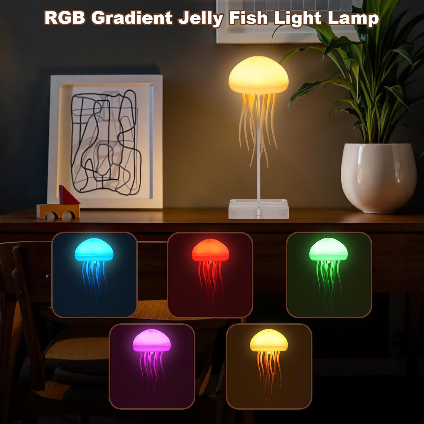 Rechargeable Jellyfish Table Lamp with Touch Sensor