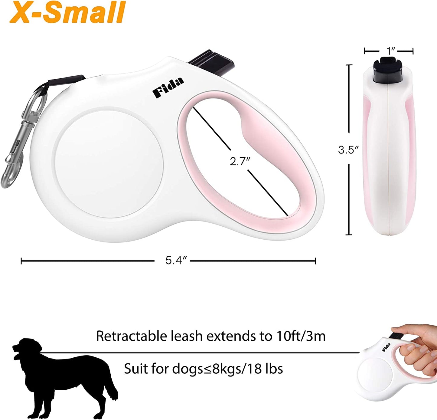 Retractable Dog Leash with Dispenser and Poop Bags, Anti-Slip Handle, Tangle Free