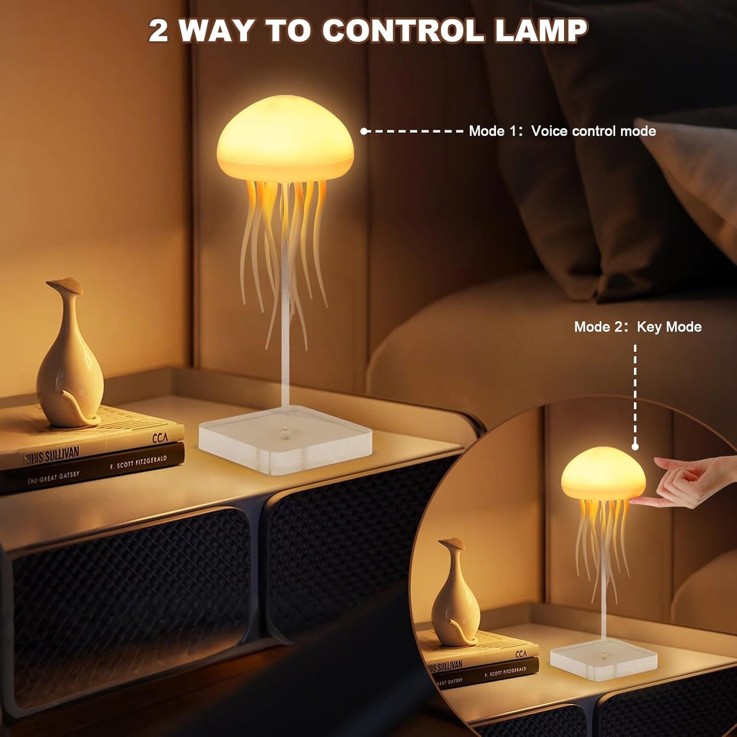 Rechargeable Jellyfish Table Lamp with Touch Sensor