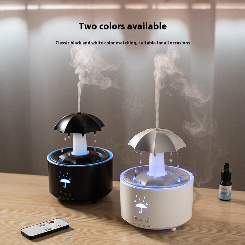 **"Raindrop Aromatherapy Humidifier – Creative Rotating Design with Umbrella Fragrance for Home & Office"**