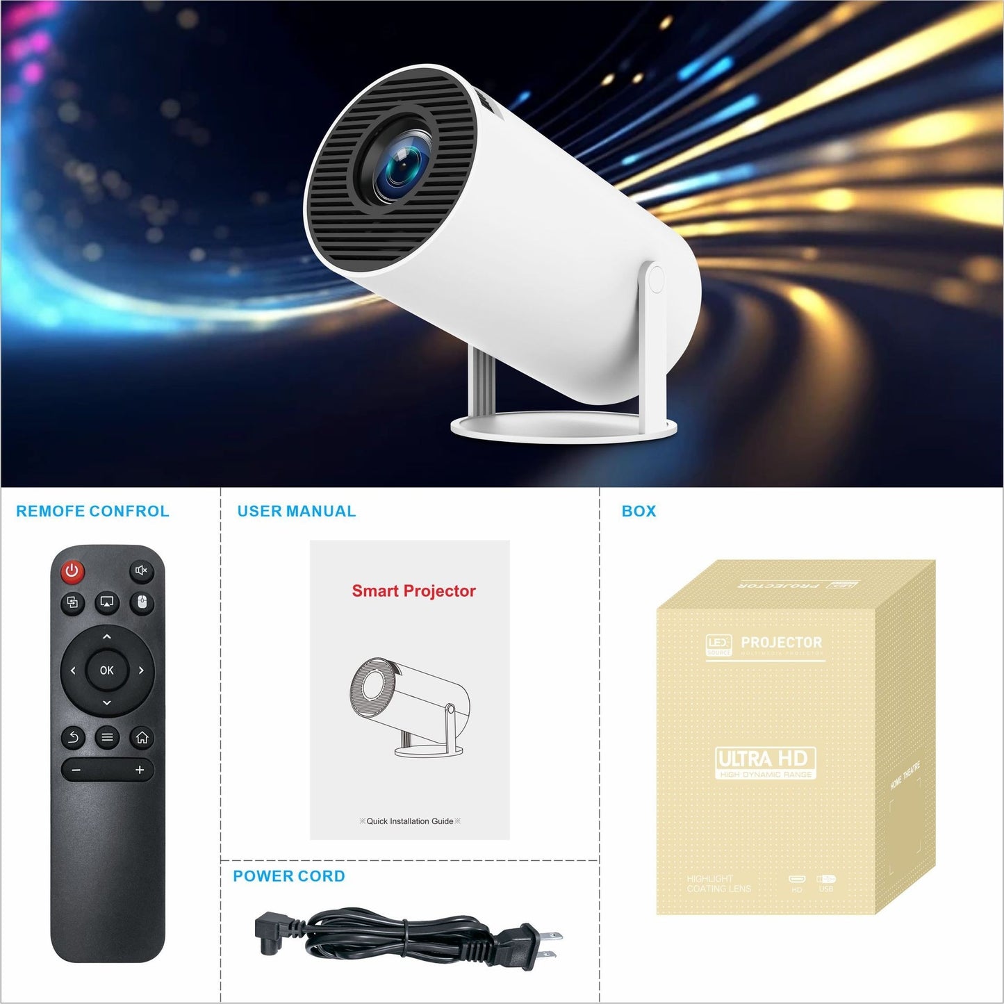 4K Smart Mini Projector with WiFi